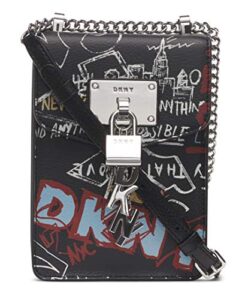 dkny womens dkny elissa n/s phone crossbody, black graffiti, one size us