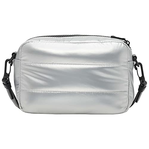 DKNY womens Dkny Avia Camera Bag Crossbody, Silver/Black, One Size US