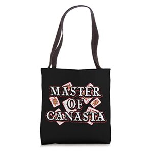 funny master of canasta gift | card game player men women tote bag