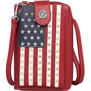 Montana West American Flag Cell Phone Purse Wallet with Detachable Strap Crossbody Cellphone Pouch US04-183RD