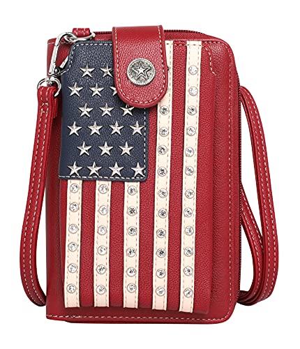 Montana West American Flag Cell Phone Purse Wallet with Detachable Strap Crossbody Cellphone Pouch US04-183RD