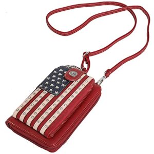 Montana West American Flag Cell Phone Purse Wallet with Detachable Strap Crossbody Cellphone Pouch US04-183RD