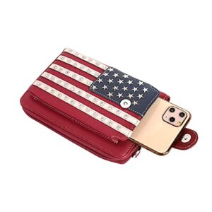 Montana West American Flag Cell Phone Purse Wallet with Detachable Strap Crossbody Cellphone Pouch US04-183RD