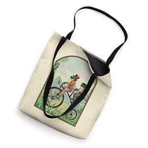 Cottagecore Aesthetic Toad Frog Riding Vintage Bicycle Women Tote Bag