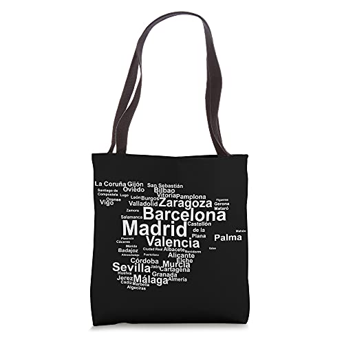 Spain Map Silhouette Towns Cities Madrid Travel Espana Tote Bag