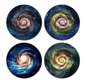 starry sky vortex round coaster set of drink- made of polyester fabric and recycled rubber coaster set – set of 4