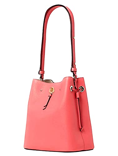 KATE SPADE NEW YORK MARTI LARGE BUCKET SHOULDER TOTE BAG GARDEN PINK LEATHER