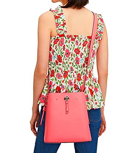 KATE SPADE NEW YORK MARTI LARGE BUCKET SHOULDER TOTE BAG GARDEN PINK LEATHER