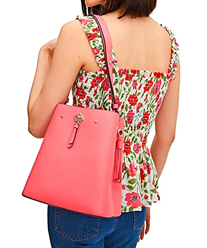 KATE SPADE NEW YORK MARTI LARGE BUCKET SHOULDER TOTE BAG GARDEN PINK LEATHER