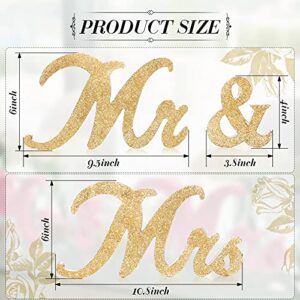 6 Inches Mr and Mrs Sign Vintage Style Mr and Mrs Wooden Letter Glitter Sign Mr and Mrs Letters Wedding Sweetheart Table Decorations for Wedding Party Photo Prop Table Decoration (Gold)