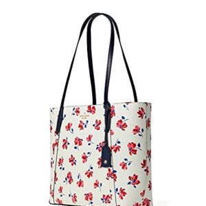 Kate Spade Cara Tea Garden Toss Large Top Zip Tote White Pink Floral Blue Multi