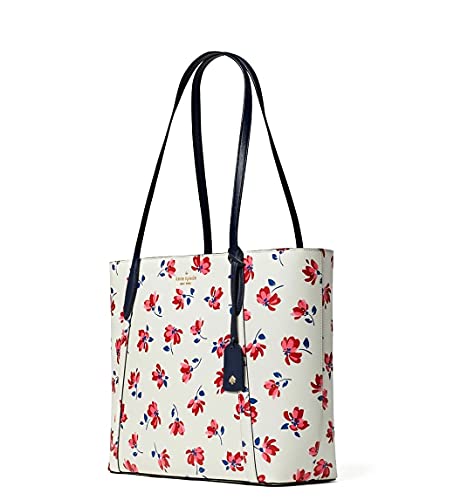 Kate Spade Cara Tea Garden Toss Large Top Zip Tote White Pink Floral Blue Multi