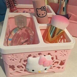 WQURC New Pink Cute Kitty Storage Box Multi Purpose Storage Box Basket