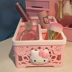 WQURC New Pink Cute Kitty Storage Box Multi Purpose Storage Box Basket