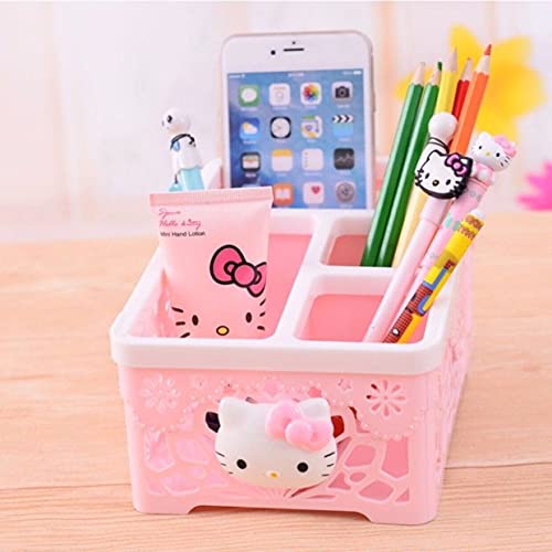 WQURC New Pink Cute Kitty Storage Box Multi Purpose Storage Box Basket