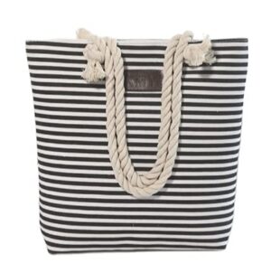canvas tote bag | canvas striped hemp rope handle shoulder tote bag | black stripe tote bag | tote bag for multipurpose used., large