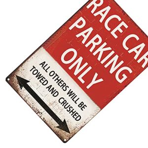 Race Car Room Decor For Boys，Vintage Car Metal Tin Signs Bedroom And Garage Cars Sign Wall Decor Race Car Parking Only 8x12 Inch