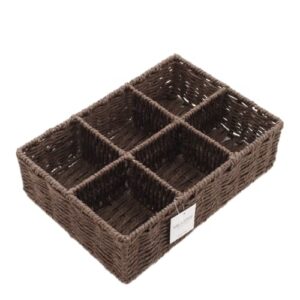 Toilet Paper Basket for Tank Topper,Woven Storage Box Cube Basket Bin Container, Shelf Cabinet(1pc) (12.20''L x 8.26''W x 3.93''H-04K)