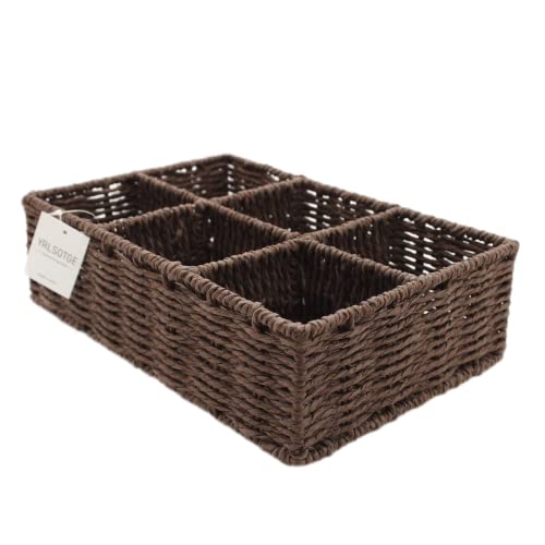 Toilet Paper Basket for Tank Topper,Woven Storage Box Cube Basket Bin Container, Shelf Cabinet(1pc) (12.20''L x 8.26''W x 3.93''H-04K)