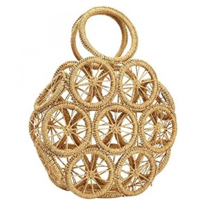 straw crossbody bag for summer women beach shoulder top round lemon pattern tote handbag (1)