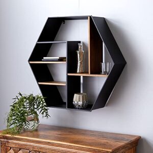deco 79 wood 5 shelves wall shelf, 30″ x 7″ x 26″, black