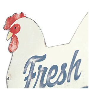 Open Road Brands Fresh Farm Eggs Metal Sign - Vintage Farmhouse Kitchen Sign with Hen and Distressed Finish