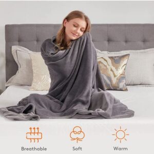 Fleece Throw Blanket Twin Size Fuzzy Lightweight Warm Soft Plush Blanket for Couch, Bed, Chair | Cozy Microfiber Reversible 50x60 Sherpa Throw Blanket for Kids, Adults, Pets (Charcoal Grey)