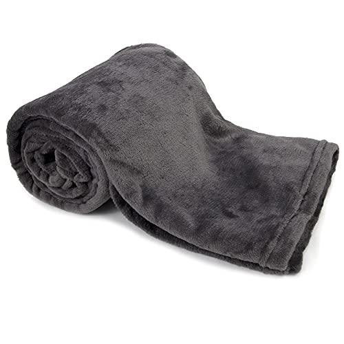 Fleece Throw Blanket Twin Size Fuzzy Lightweight Warm Soft Plush Blanket for Couch, Bed, Chair | Cozy Microfiber Reversible 50x60 Sherpa Throw Blanket for Kids, Adults, Pets (Charcoal Grey)