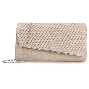 nc zhanni shiny clutch purses for women evening bags and cluthes flap envelope handbags formal wedding party prom purse (beige)