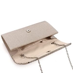 NC ZHANNI Shiny Clutch Purses for Women Evening Bags and Cluthes Flap Envelope Handbags Formal Wedding Party Prom Purse (Beige)