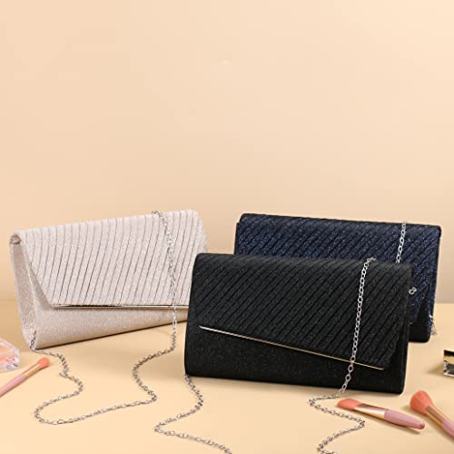 NC ZHANNI Shiny Clutch Purses for Women Evening Bags and Cluthes Flap Envelope Handbags Formal Wedding Party Prom Purse (Beige)