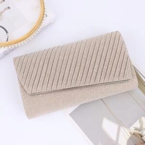 NC ZHANNI Shiny Clutch Purses for Women Evening Bags and Cluthes Flap Envelope Handbags Formal Wedding Party Prom Purse (Beige)