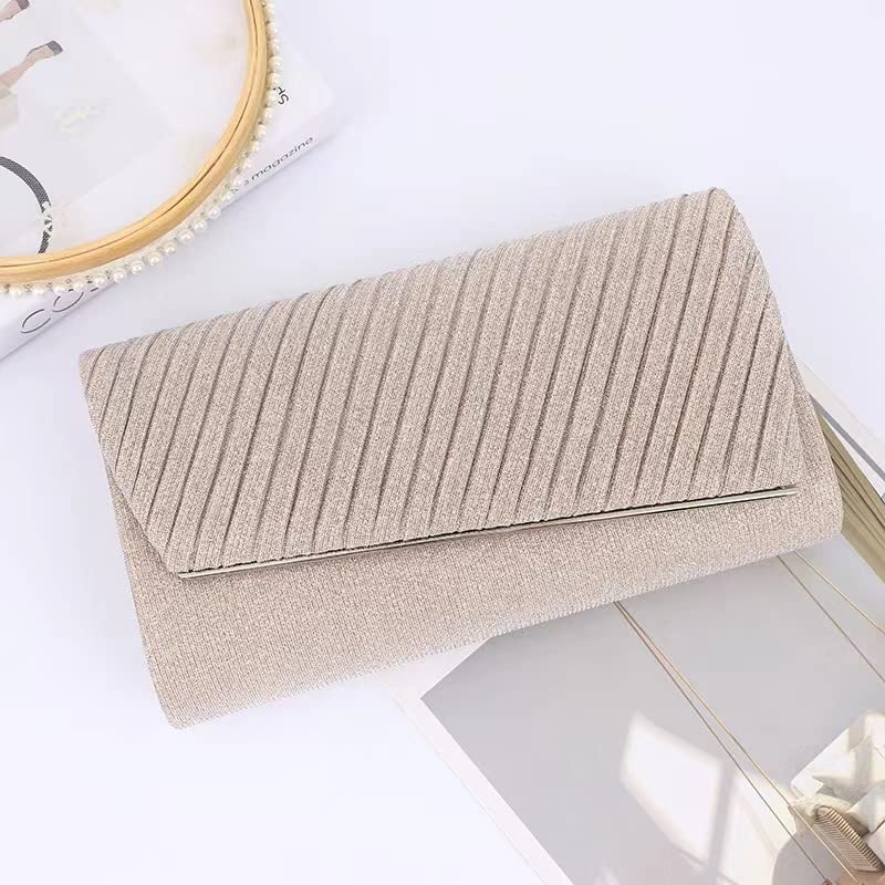 NC ZHANNI Shiny Clutch Purses for Women Evening Bags and Cluthes Flap Envelope Handbags Formal Wedding Party Prom Purse (Beige)