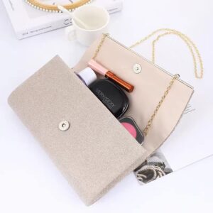 NC ZHANNI Shiny Clutch Purses for Women Evening Bags and Cluthes Flap Envelope Handbags Formal Wedding Party Prom Purse (Beige)