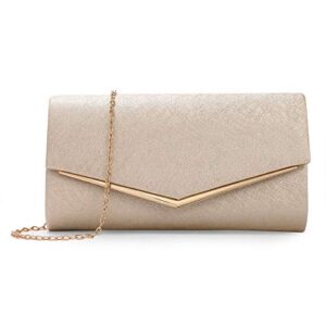 ZHANNI Evening Bag Clutch Purses with Texture for Women Ladies Party Handbag Wedding Bag Prom Clutch (Gold)