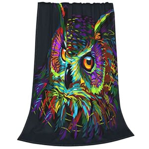 wowusuo owl blanket bird throw bed blankets cozy lightweight soft bedding for sofa bed office travel 60×50 inches, multicolor