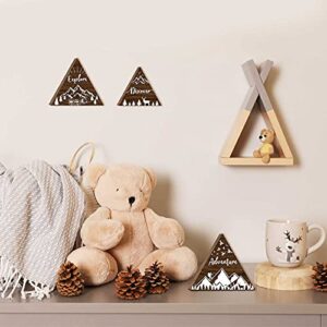 3 Pcs Wooden Mountain Decor Woodland Adventure Decor for Boy Travel Adventure Mountain Table Decor Centerpiece for Home Bedroom Bathroom Shelf Wall Rustic Farmhouse Decoration (Brown)