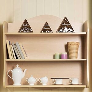 3 Pcs Wooden Mountain Decor Woodland Adventure Decor for Boy Travel Adventure Mountain Table Decor Centerpiece for Home Bedroom Bathroom Shelf Wall Rustic Farmhouse Decoration (Brown)