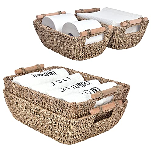 StorageWorks Hand-Woven Seagrass Wicker Baskets Set