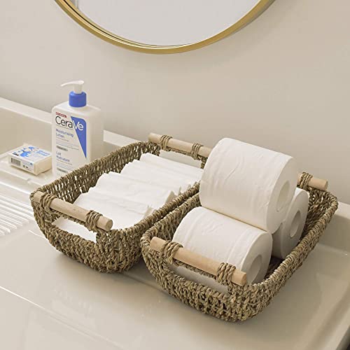 StorageWorks Hand-Woven Seagrass Wicker Baskets Set