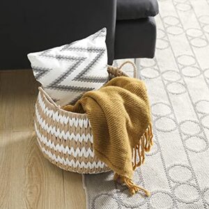Motifeur Water Hyacinth and Paper Handwoven Basket (Assorted Set of 3, Beige and White)