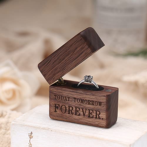 Yookin Wooden Ring Box Portable Ring Box Wood Ring Case Engagement, Proposals,Wedding Ceremony Jewelry Display Ring Box(Black walut)