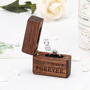 Yookin Wooden Ring Box Portable Ring Box Wood Ring Case Engagement, Proposals,Wedding Ceremony Jewelry Display Ring Box(Black walut)