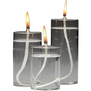 firefly pillar candle gift set – 4-inch, 5-inch, 6-inch glass refillable oil pillar candles – gift set of 3