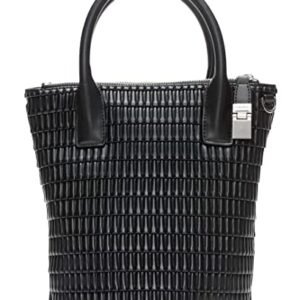 Calvin Klein Modern Essentials Organizational Bucket, Black/Silver Pleated Grid