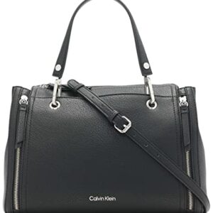 Calvin Klein Reyna Novelty Satchel, Black/Silver