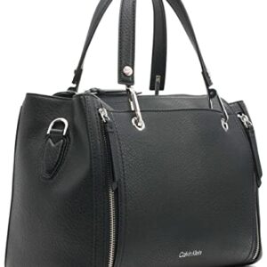 Calvin Klein Reyna Novelty Satchel, Black/Silver