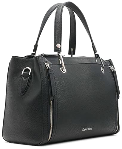 Calvin Klein Reyna Novelty Satchel, Black/Silver