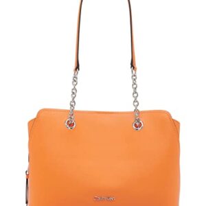 Calvin Klein Hailey Micro Pebble Triple Compartment Chain Satchel, Seville Orange