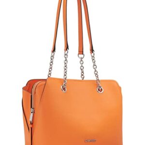 Calvin Klein Hailey Micro Pebble Triple Compartment Chain Satchel, Seville Orange